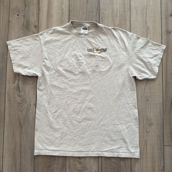 Tultex New Jersey Floral Shirt Mens XL Regular Light Brown Flower Y2K Preshrunk - Picture 1 of 6